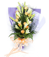 The same dream - 11 orange roses, 9 easter lilies