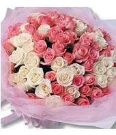 99 pink white roses