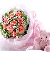 Wholeheartedly, 11 pink roses