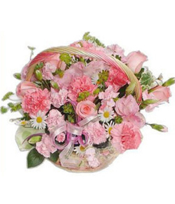 China flowers delivery - Pink color basket