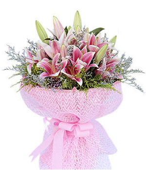 Pink Lilies Bouquet to China